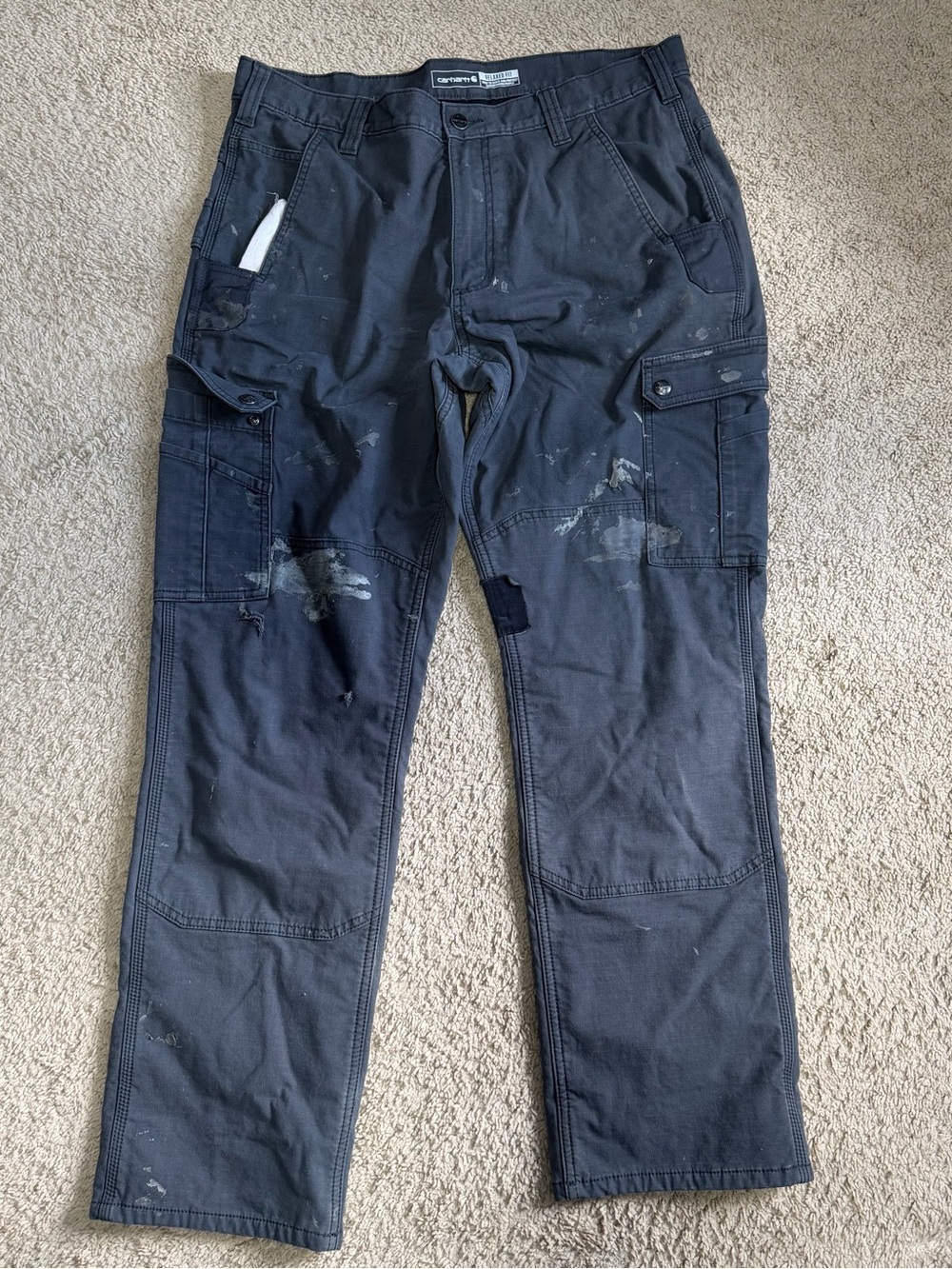 Carhartt insulated Men's Black Cargo Work Pants size 36 X 32